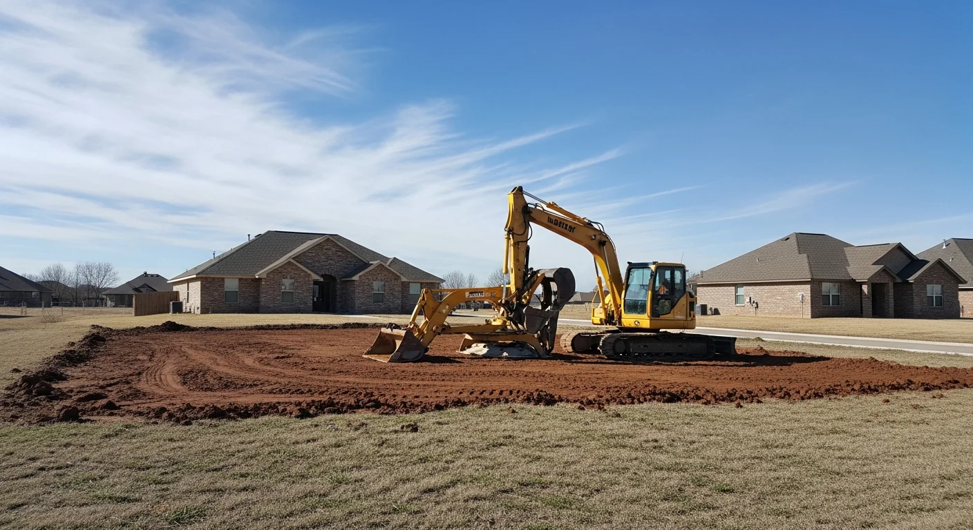 Excavation equipment clearing land in Oklahoma