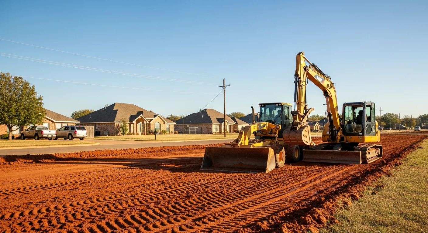 Lawton cityscape with residential neighborhoods and clear Oklahoma sky.